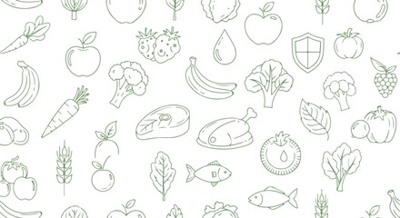 Fresh & Healthy: Green Nutrition Icon Pattern
