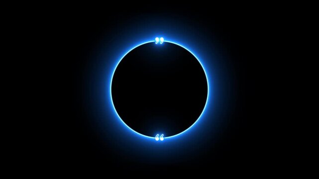 circle animation with quotation mark on transparent background. glowing circle motion animation. digital elements circle icon. smooth neon glowing video with alpha channel in 4k.