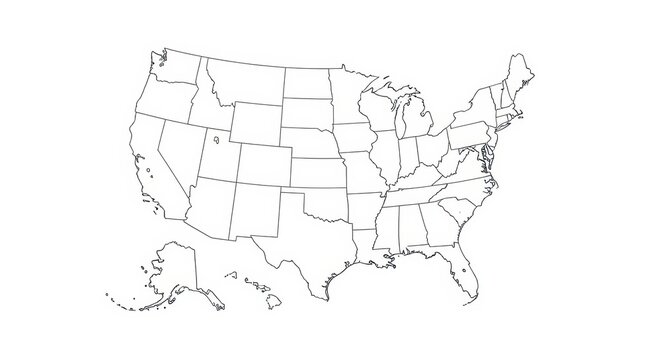 United States Map Outline with State Borders