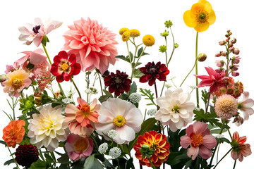 Vibrant floral arrangement with diverse blooms for springtime decor and celebration