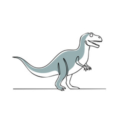Obraz premium Stylized cartoon t-rex dinosaur illustration in a simple one line drawing style