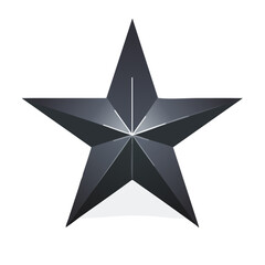 Sleek Metallic Five Pointed Star Icon with Reflective Surface and Subtle Shine