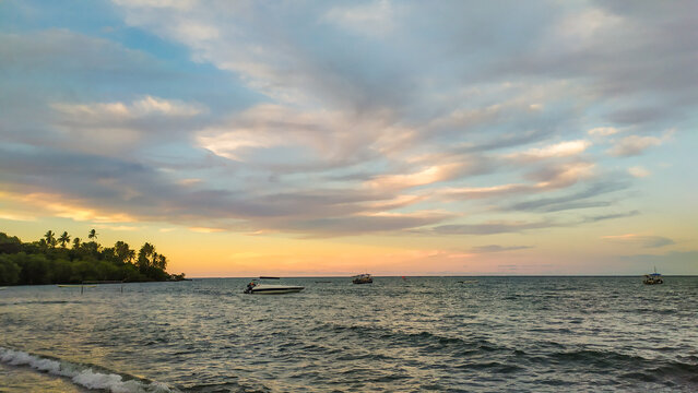 Blue waters surround Morer&eacute; Beach on Boipeba Island, Bahia, where sunrise and sunset create unforgettable scenes.