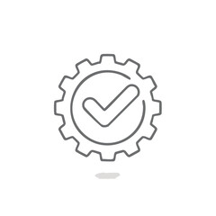 Obraz premium Mechanical gear with a bold checkmark inside symbolizing quality control and successful operation
