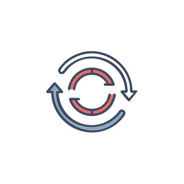 Circular arrows indicating refreshing process with segmented circle segments