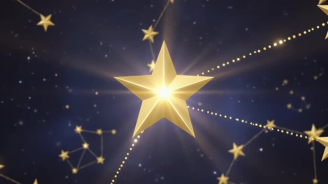 glowing star constellation network in dark blue night sky