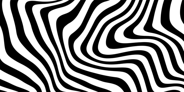 Abstract Black And White Zebra Pattern With Wavy Stripes For Modern Design And Wallpaper