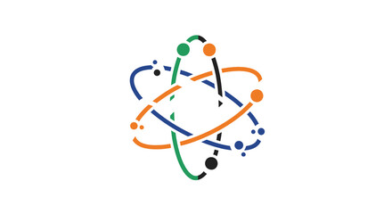 Obraz premium Colorful Atom Model With Orbits.