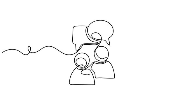 communication icon animation continuous one line drawing, People with circular arrows. Information exchange. Business, work, employee, relationships. Communication concept. One line drawing animation.