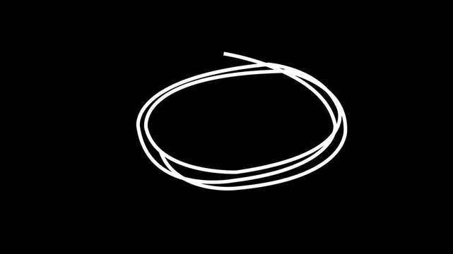  circle animation isolated on transparent background, Handwritten circle shape. For marking text, numbers, marker pen, pencil, logo, hand-drawn circle with alpha channel in 4k.