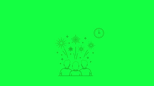 New Year Fireworks Line Animation &ndash; Path Motion Line