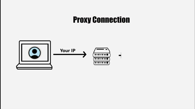Proxy Connection Network Diagram Black Icon on White Background