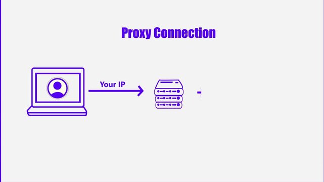 Proxy Connection Network Diagram Purple Icon on White Background
