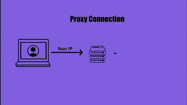 Proxy Connection Network Diagram Black Icon on Purple Background