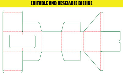 Editable and Resizable Dieline Template for Custom Packaging Folding Box Design