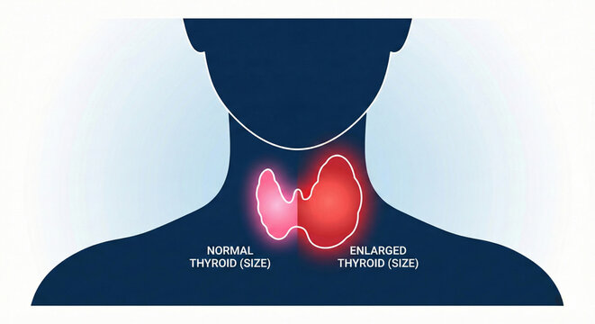 Thyroid Gland Normal and Enlarged Size Silhouette Comparison