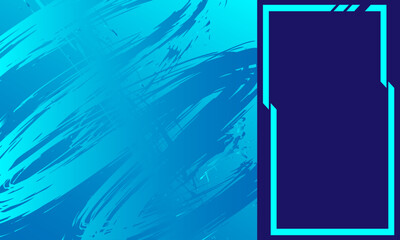 Blue Abstract Grunge Brush Stroke Background with Frame