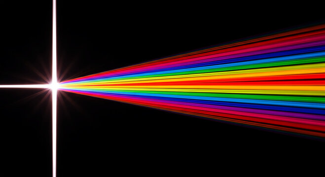 Vibrant light spectrum showcasing the dispersion of white light into its component colors