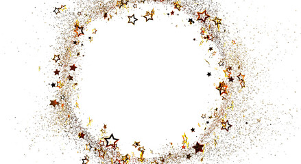 Elegant image of gold star confetti forming a circle, perfect for celebratory themes. Great for greetings, holidays, or © vegefox.com