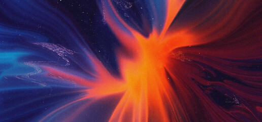 Vibrant orange and blue abstract light burst with dynamic swirling patterns © MASUM.ME