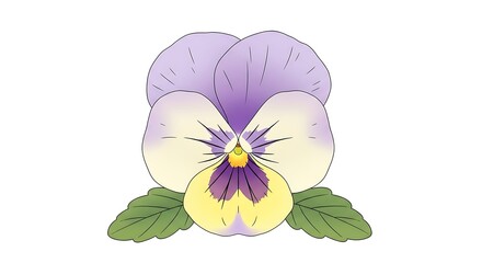 Purple and Yellow Pansy Flower with Green Leaves
