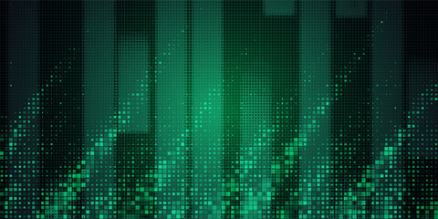 Technology digital futuristic internet network connection black green background, blue abstract cyber information communication, Ai big data science, innovation future tech line illustration vector 3d