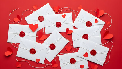 Valentine's day cards with hearts on red background for lovers