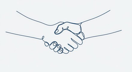 Fototapeta premium Continuous Line Drawing Handshake - Partnership, Agreement, Trust, and Collaboration Concept