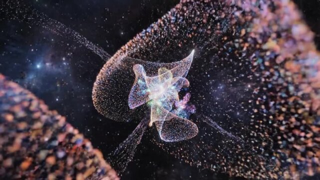 Abstract underwater creature in a vibrant sparkling deepsea environment ethereal and mysterious.
