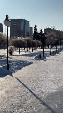 The city embankment in winter