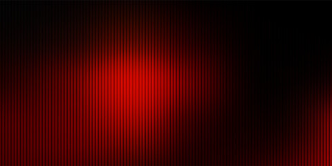Abstract black background with glowing vertical red ribbed lines, creating a fractal glass effect, digital noise, or glitch. Editable vector illustration.