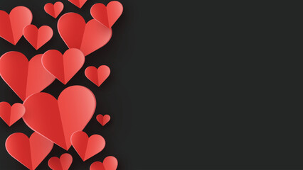 Background with flying paper cut hearts. Abstract design for Valentine&rsquo;s Day, Mother&rsquo;s Day and Women&rsquo;s Day. Vector illustration