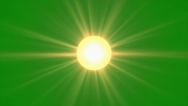 animated sun on green screen with smooth glow motion, perfect for weather, nature, and video edits.
