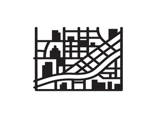 Naklejka premium Minimalist city map with roads and buildings