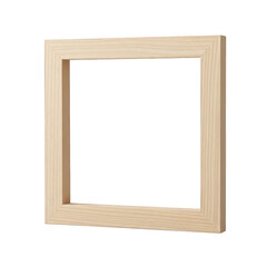 Fototapeta premium Empty wooden picture frame with smooth edges isolated on transparent background