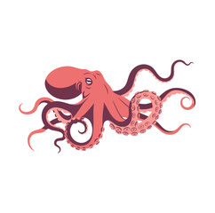 Obraz premium Giant Octopus Flat Vector Illustration Sea Monster Concept