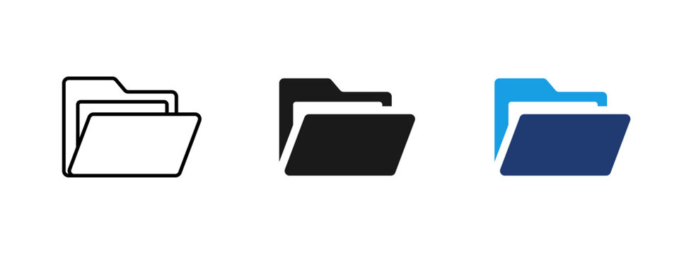 Folder and file management icon for document storage and data organization. Symbol of directory system, digital files, archive management, office workflow and computer interface usage.
