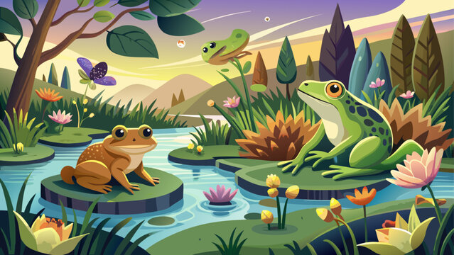 Very beautiful documentary-style nature image capturing spring peepers during breeding season in vernal pools, highlighting seasonal rhythms, amphibian life, and fragile freshwater habitats.