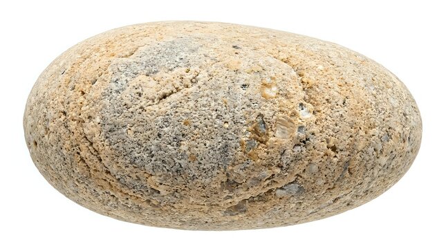 Natural smooth river rock stone isolated on white background for landscaping garden decoration and zen meditation spa wellness design projects.
