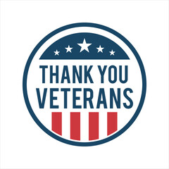 Obraz premium Thank You Veterans Patriotic Badge Vector Design