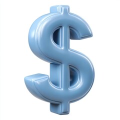 Fototapeta premium A shiny blue dollar sign symbol isolated on white background
