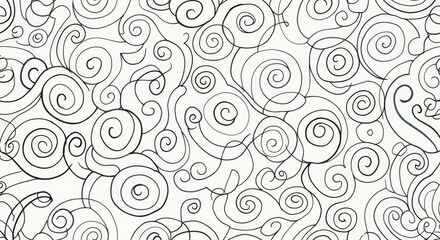 Fototapeta premium Abstract Swirl Pattern Seamless Background Black and White Decorative Lines