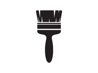 Minimalist paint brush icon in black and white