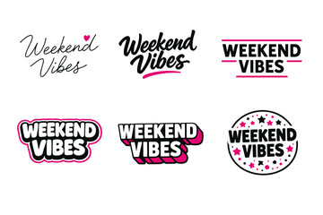 Weekend vibes typography collection with modern graphic designs