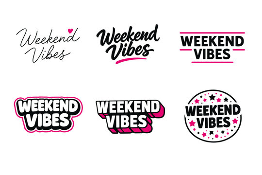 Weekend vibes typography collection with modern graphic designs