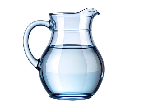 A pristine glass pitcher filled with clear water against a stark black background.