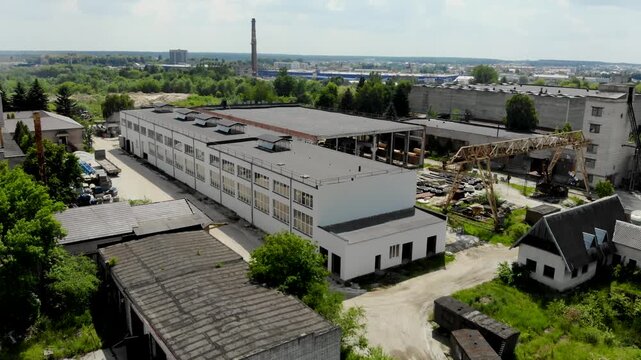Aerial Top View Of Industrial Zone And Technology Park At Daytime