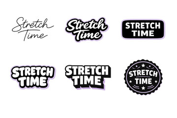 Obraz premium Set of six 'stretch time' typography logos in black and white designs