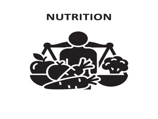 Minimalist nutrition illustration with balanced diet elements