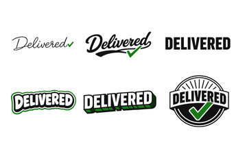 Fototapeta premium Delivered logo collection with check mark symbol